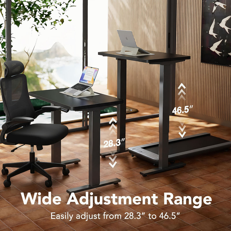 Ensemble de bureau et de chaise debout électrique 48 pouces en noir - hauteur réglable avec 4 préréglages de mémoire pour le bureau à domicile et les postes de travail d'ordinateur