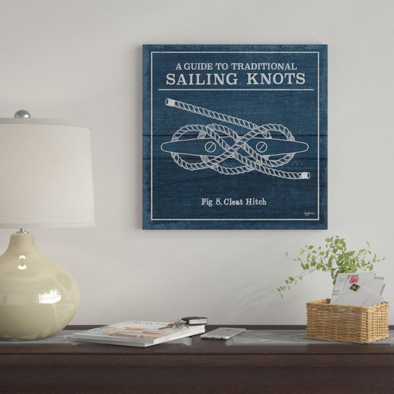 «Vintage Sailing Knots VII», art textuel sur toile, H 24 po x l 24 po x P 1 po, Papier beaux-arts encadré noir, Blanc