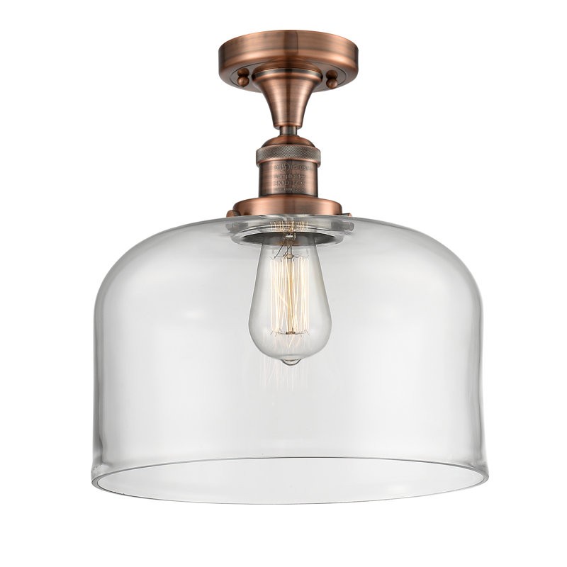 Plafonnier semi-encastré 1 lumière Bell, Clair, Ampoule non incluse, Cuivre antique