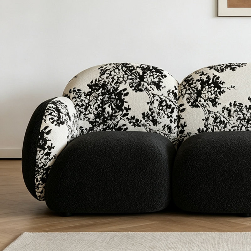 Evas, 77.56" W, Black Floral