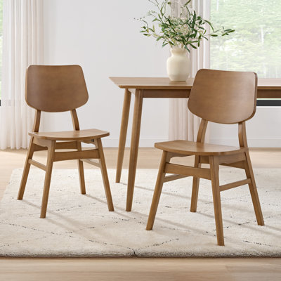 Calais Mid Century Modern Dining Chairs Set of 2 - Solid Wood Chair Set with Minimalist Design - Mid Century Modern Furniture for Dining Room, Kitchen, or Office (Pecan Finish)