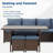 7 Piece  Wicker Patio Dining Set  9-Seat  Outdoor Sectional Cushions Sofa With Ottomans & Dining Table Porch Backyard Garden-782231618