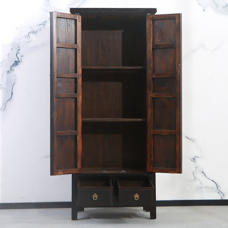 Armoire de rangement décorative sculptée en noyer massif de style chinois