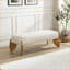 Repose-pieds, blanc neige moderne bouclé long et mince | Polyvalent salon / chambre à coucher / couloir | Pieds en bois d'hévéa noyer brun