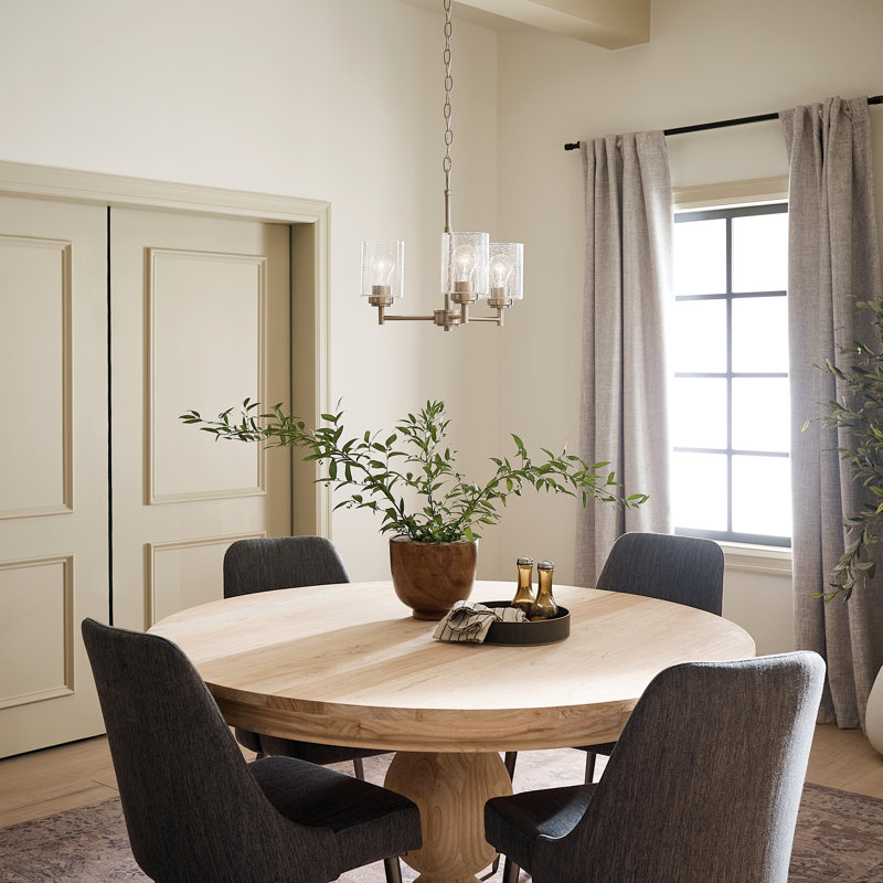 Lustre classique à 3 lumières avec abat-jour Winslow, Nickel brossé