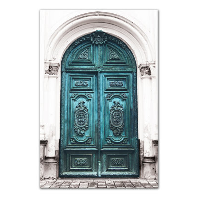 " Ornate Marble Teal Door "