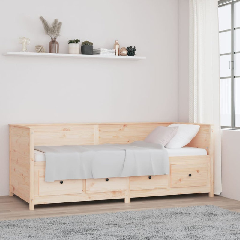 Farreli Solid Wood Ddaybed, Brown, 90 x 200 cm