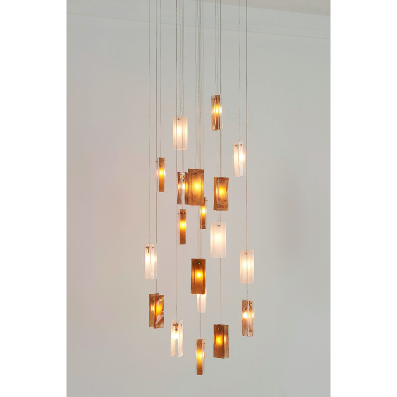 25 - Light Cluster Globe Pendant, White/Clear/Amber, 19