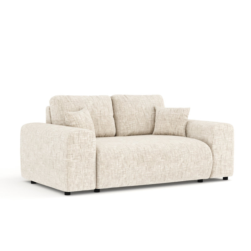 Two-seater square arms loveseat sofa, Cream