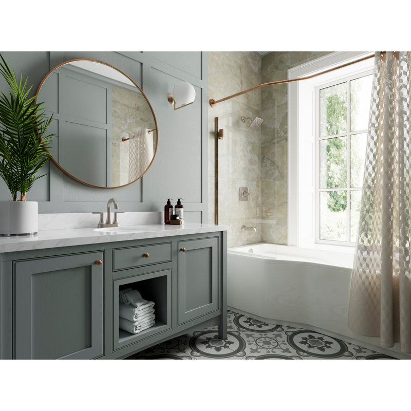 Vaneri Centerset Bathroom Faucet with Drain Assembly, Spot Defense Brushed Nickel