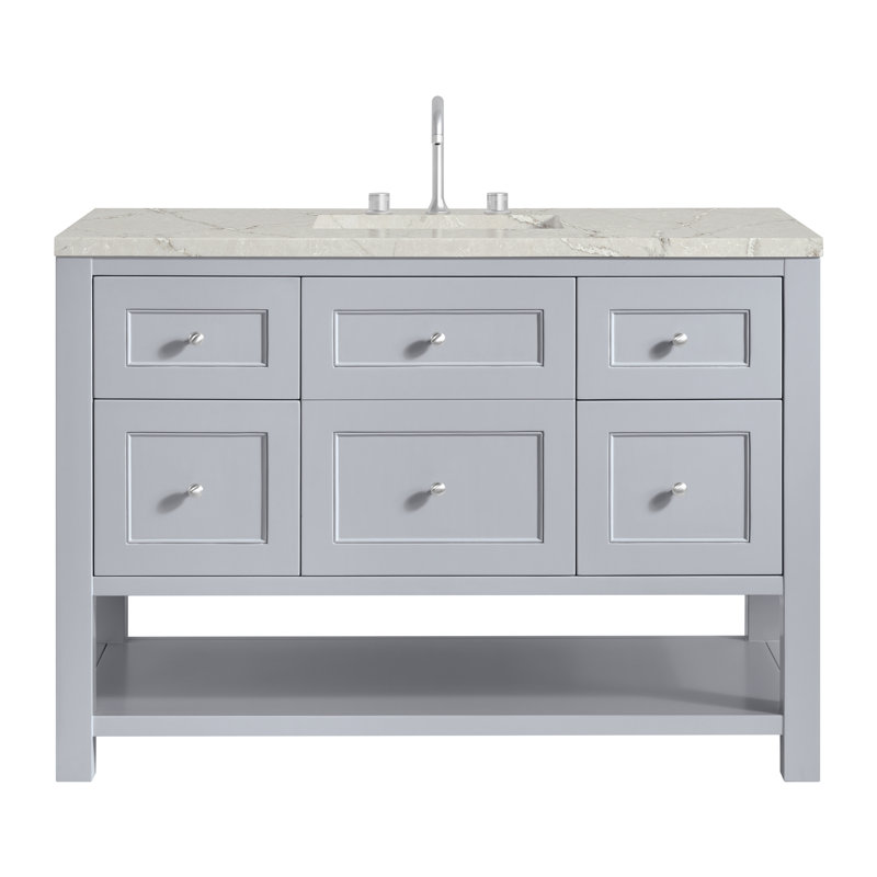 Breckenridge 48'' W Single Vanity, Victorian Silver, Serenity Blue, 8" Widespread