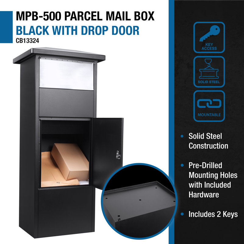 MPB-500 PARCEL MAIL BOX, W/ DROP DOOR, Black