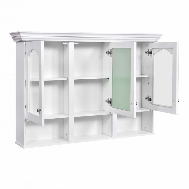 Armoire de salle de bain murale 47 "avec miroir, armoire avec 3 tablettes réglables