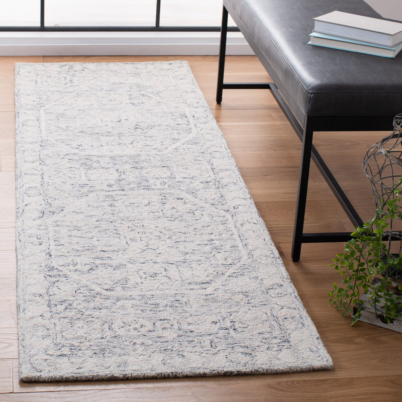 Tapis oriental en laine et coton touffeté à la main Gace, Tapis de couloir 2 pi 3 po x 9 pi