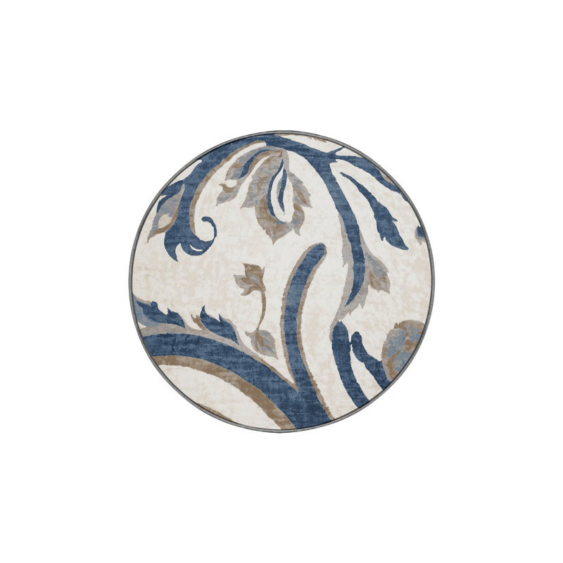 Tapis gris lavable à la machine, Rond 4 pi