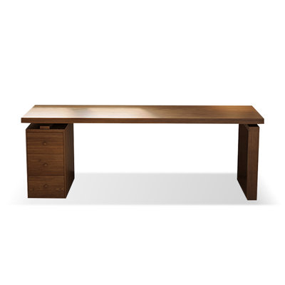Nut-brown Rectangular Solid Wood with 3 drawers desk