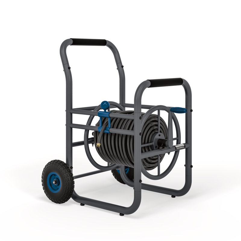 Suncast Black 200 ft. Steel Hose Reel Cart with Manual Crank