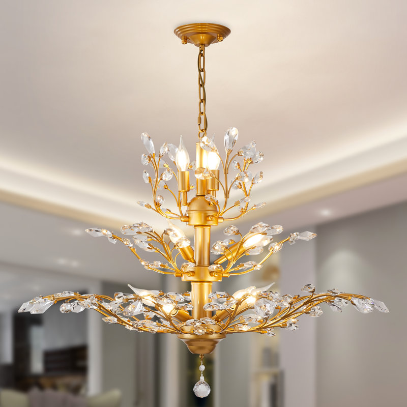 Lustre empire à intensité variable à 11 lumières Jamei, Or