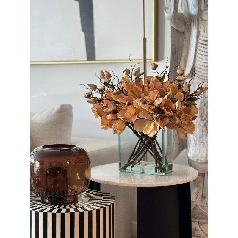 Magnolia Arrangement in Vase, Orange