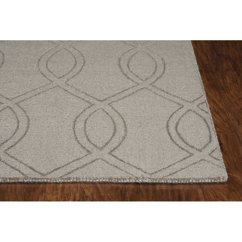 Tapis gris géométrique en polypropylène tissé à la machine 7 pi 10 po x 11 pi Feo, Rectangle 8 pi x 10 pi