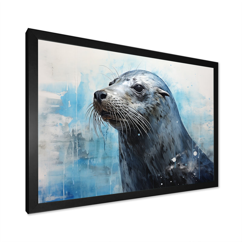 Magnifique otarie I, H 16 po x l 32 po x P 1 po, Cadre simple noir
