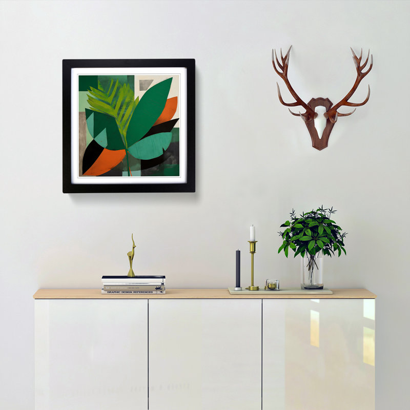 Tropical Leaf Suprematism No.3 - Framed Print, Black