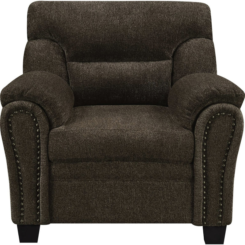 Fauteuil brun avec base stable et coussin d'assise en tissu relaxant