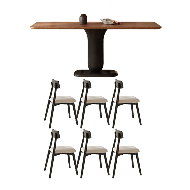 Ensemble de table de salle à manger rectangulaire de couleur noyer, 7, H 29,53 po x L 70,86 po x l 35,43 po