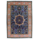 Hand Knotted Wool Area Rug in Blue And Beige