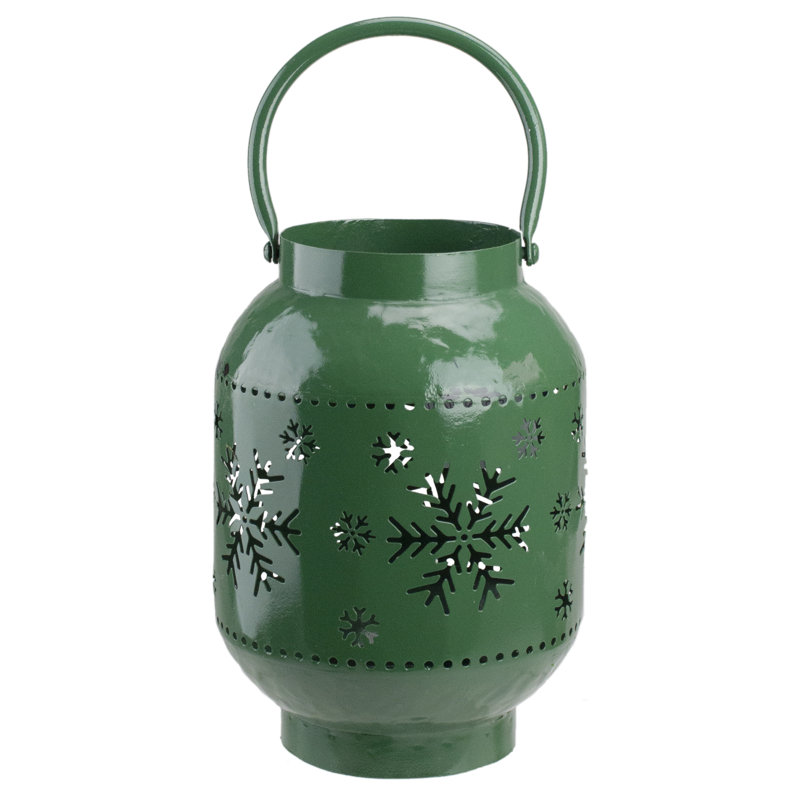 Lanterne de Noël en forme de flocon de neige, Vert, H 10 po x l 6 po x P 6 po
