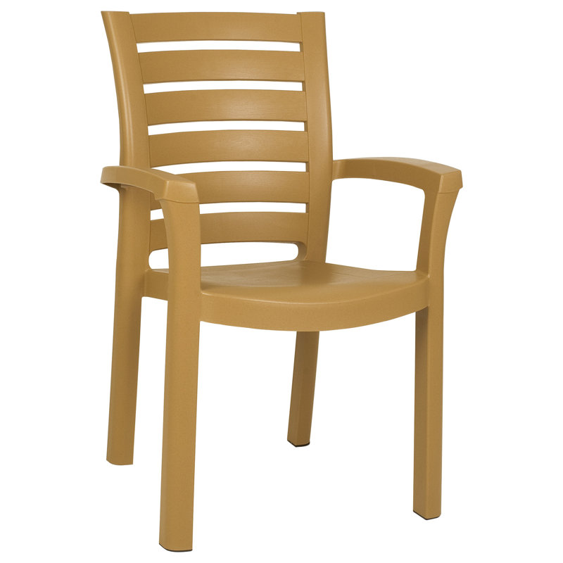 Chaise de patio empilable Isabell, Teck