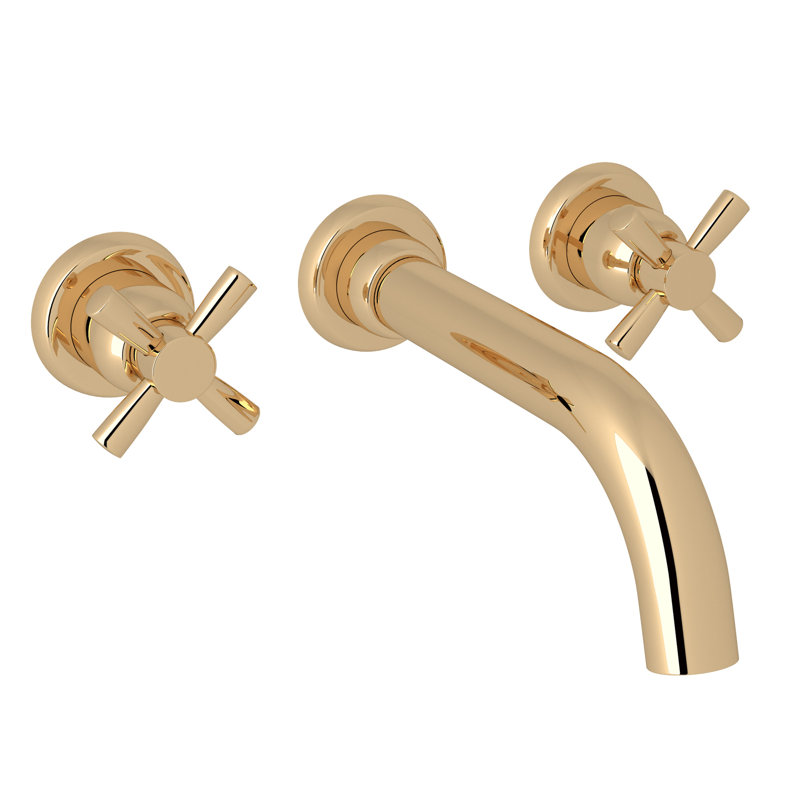 Classic Elegance 8'' Gold Brass Wall-Mounted Tub Faucet