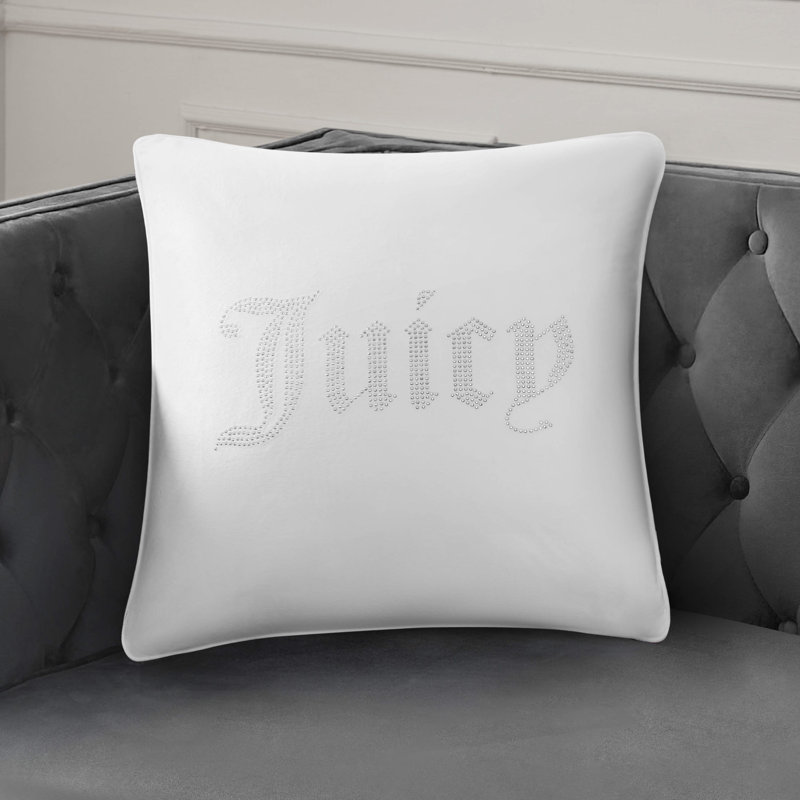 Juicy Couture Rhinestone Decorative Pillows, White