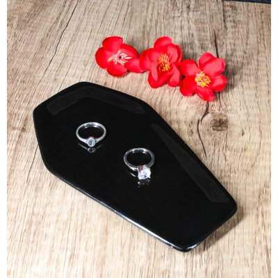Gothic Mystic Black Vampire Coffin Dark Arts Ceramic Trinket Jewellery Dish Tray