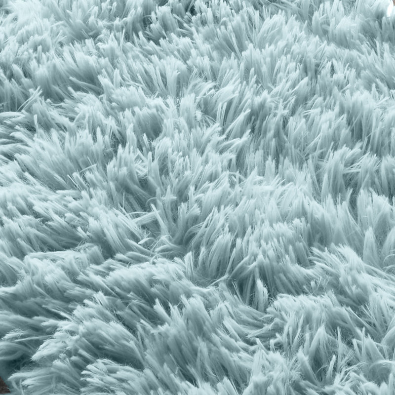 Cuddly Faux Fur Rectangle Bath Mat, Blue