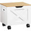 Classeur à roulettes avec tiroir, classeur compact pour bureau à domicile, blanc et naturel