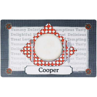 Personalized Pet Bowl Placemat, Feeding Mat For Dog & Cat - Absorbent Material & Waterproof Backing