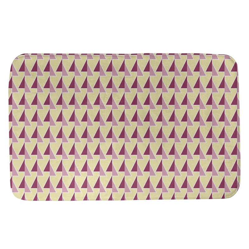 Tapis de bain géométrique antidérapant à motif de flèches décalées, l 21 po x L 34 po, Rose/jaune