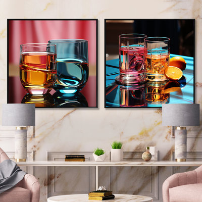 Abstract Glassware - Drinkware Square Collage Set Of 2