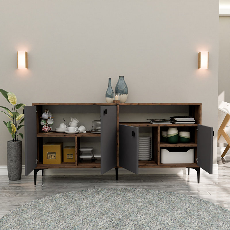 Mezza 77.6cm Console Table, Walnut/Anthracite