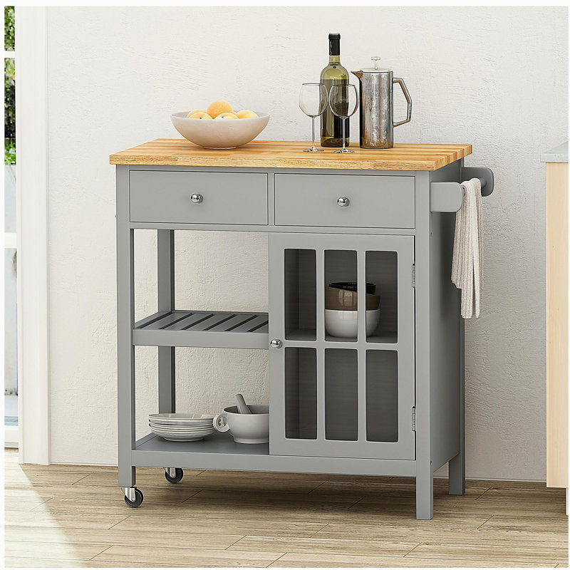 Un chariot de cuisine multifonctionnel avec une armoire vitrée et un rangement