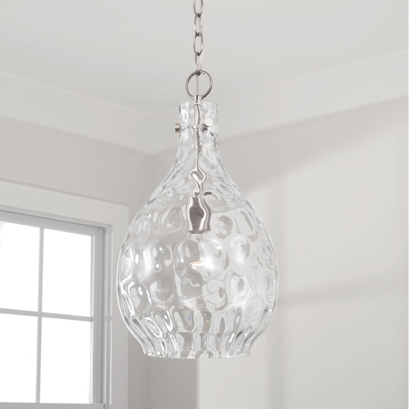 Pendentif 1 Lumière goutte d'eau, Brossé / nickel satiné