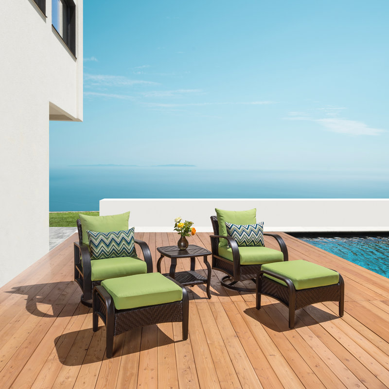 Barcelo 16 Piece Rattan Sofa Set with Cushions, Canvas Ginkgo Sunbrella® Canvas