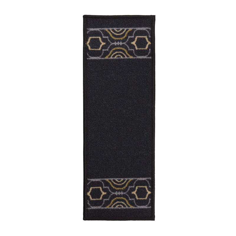 Tapis d'escalier noir antidérapant lavable à la machine, à velours et à poils courts, taille 8,5 po x 26 po