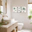 Palm Tree Bathroom Wall Art Set of 3 Green 'Wash Your Palms' 30x40cm