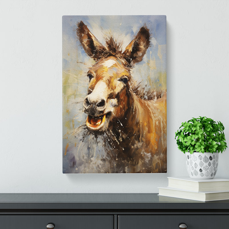Donkey Gestural No.2 - Wrapped Canvas, 50cm H x 35cm W x 3cm D