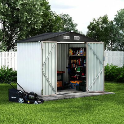 6x8 FT Metal Storage Shed, Heavy-Duty Outdoor Shed with Air Vent & Lockable Door, Rust-Resistant Utility Cabinet for Yard Patio Lawn