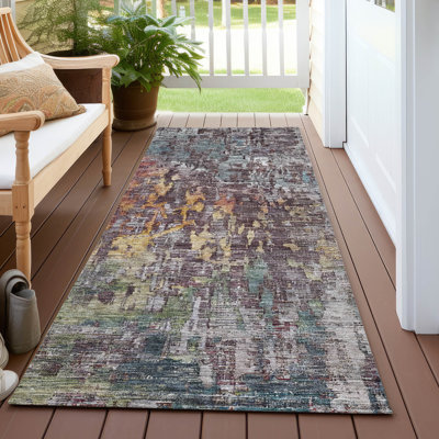 Machine Washable Indoor/Outdoor Claudian ACN1237 Pewter Rug