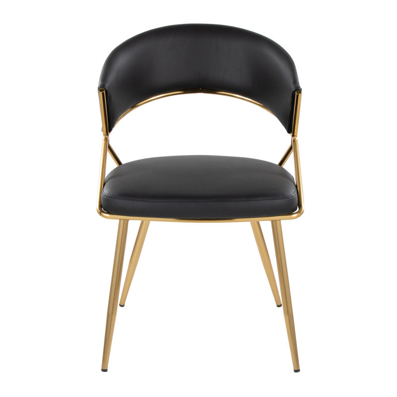 Jie 18'' H Faux Leather Upholstered Metal Side Chair, Black