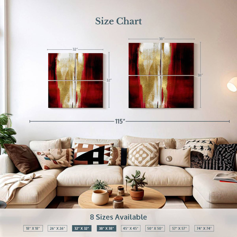 Avery chute libre rouge avec or I, H 32 po x l 32 po